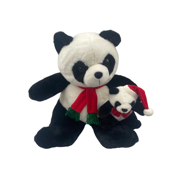 Giant CHRISTMAS Pandas Plush Stuffed Animals 18-inch Teddy Bear w/Baby Panda - Picture 11 of 13